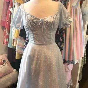 Precious cottage core dress! Blue with hearts!